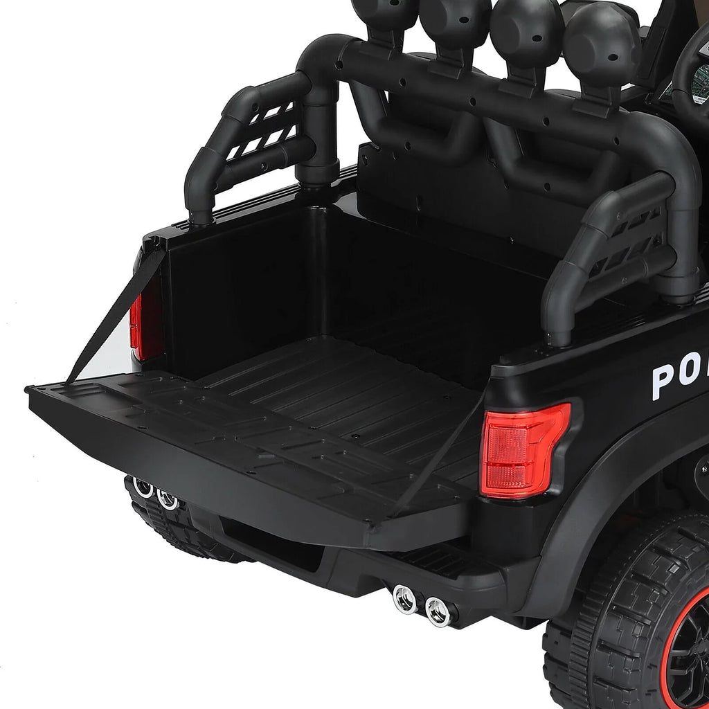 6 Wheels 12V Kids Ride on Police Car Toy with Remote Control (Black)