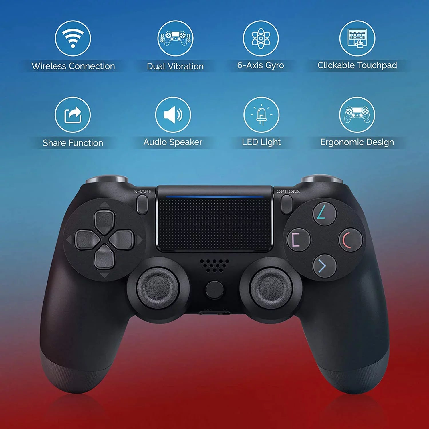 Wireless GamePad Compatible with Apple Samsung   Google Intel Nuc Controller Plus 1;000 Battery/Built-In Speaker/Gyro/Remote BlueTooth Slim (Black)