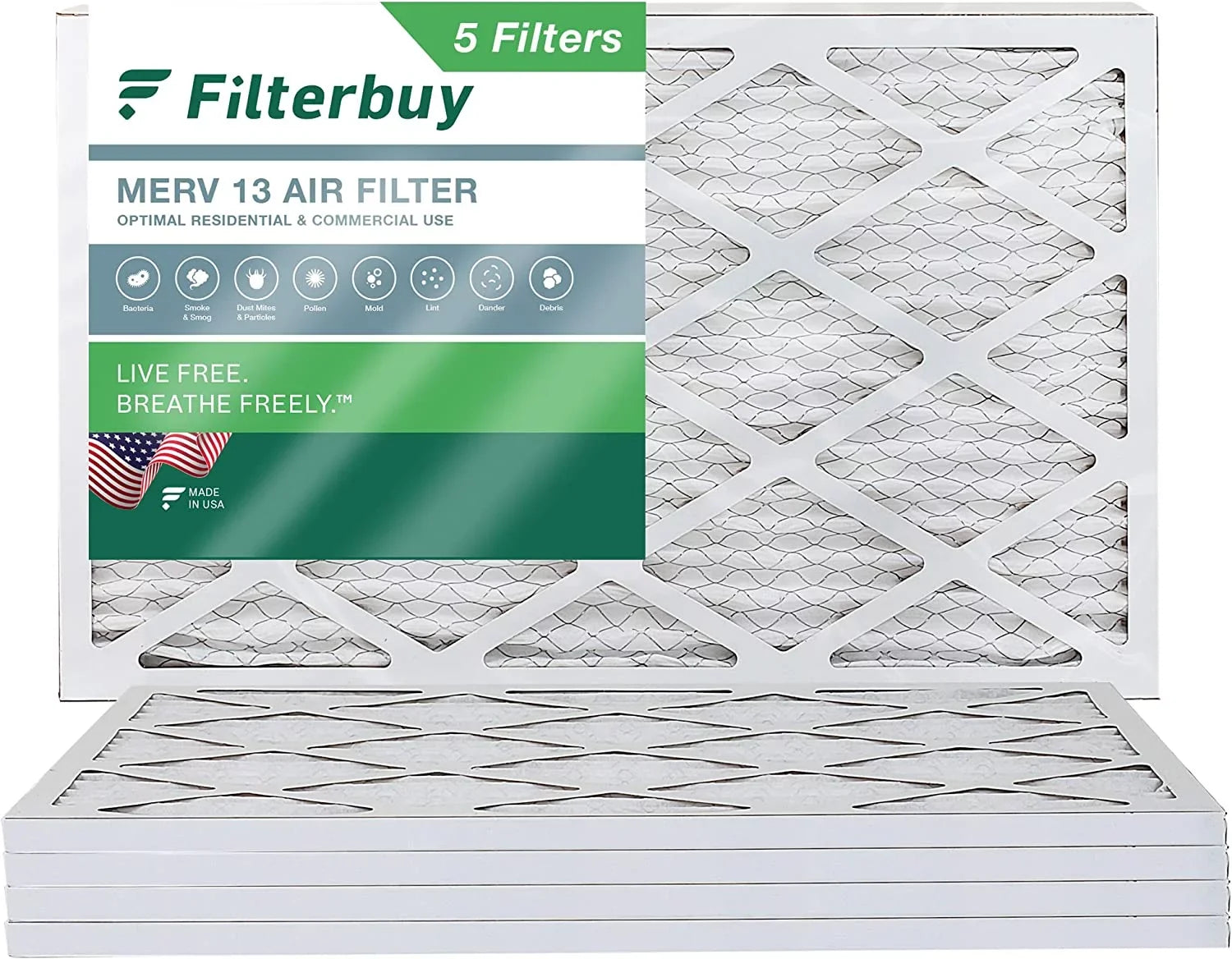 Filterbuy 18x36x1  13 Pleated   Furnace Air Filters (5-Pack)
