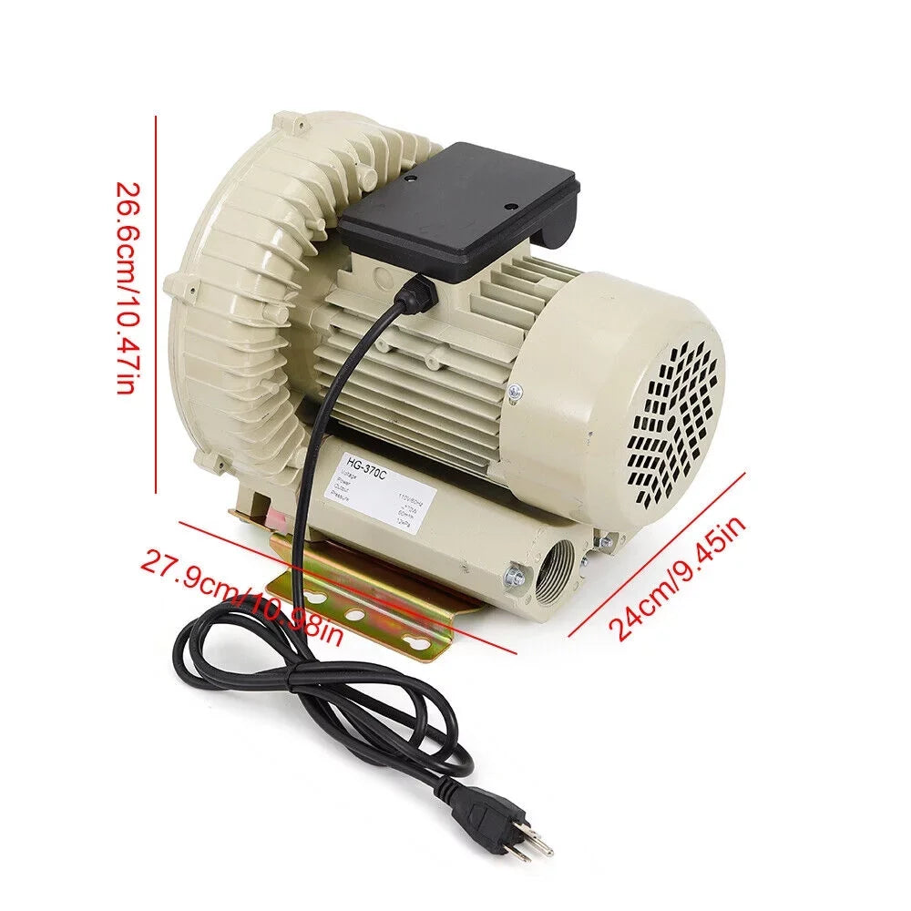 Miumaeov 110V 370W Industrial Air Pump Blower Aquarium Hydroponics Aquaculture Fish Pond High Pressure Air Blower