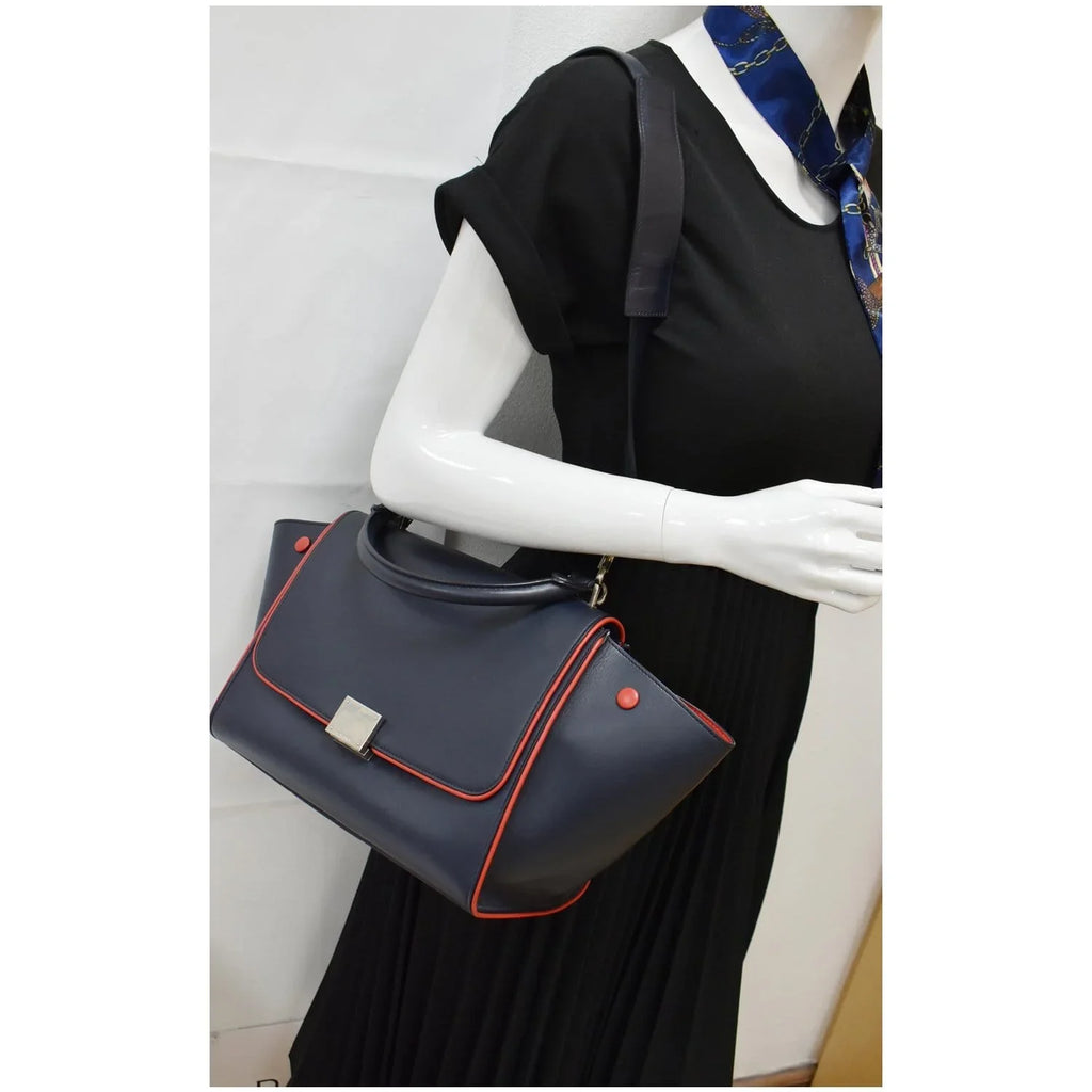 Pre-owned  Trapeze Small 2way Leather Tote Shoulder Bag Blue