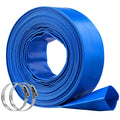 Swimming Pool Filter Backwash Hose with Clamps 2'' x 50' Premium  Lay Flat Discharge Hose Blue Weather and Chemical Resistant