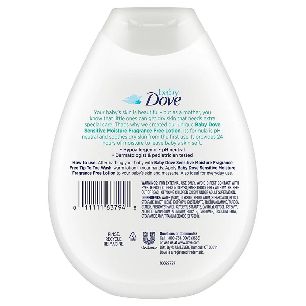 Baby Dove Fragrance Free Lotion, Sensitive Moisture 13 oz, 3 count