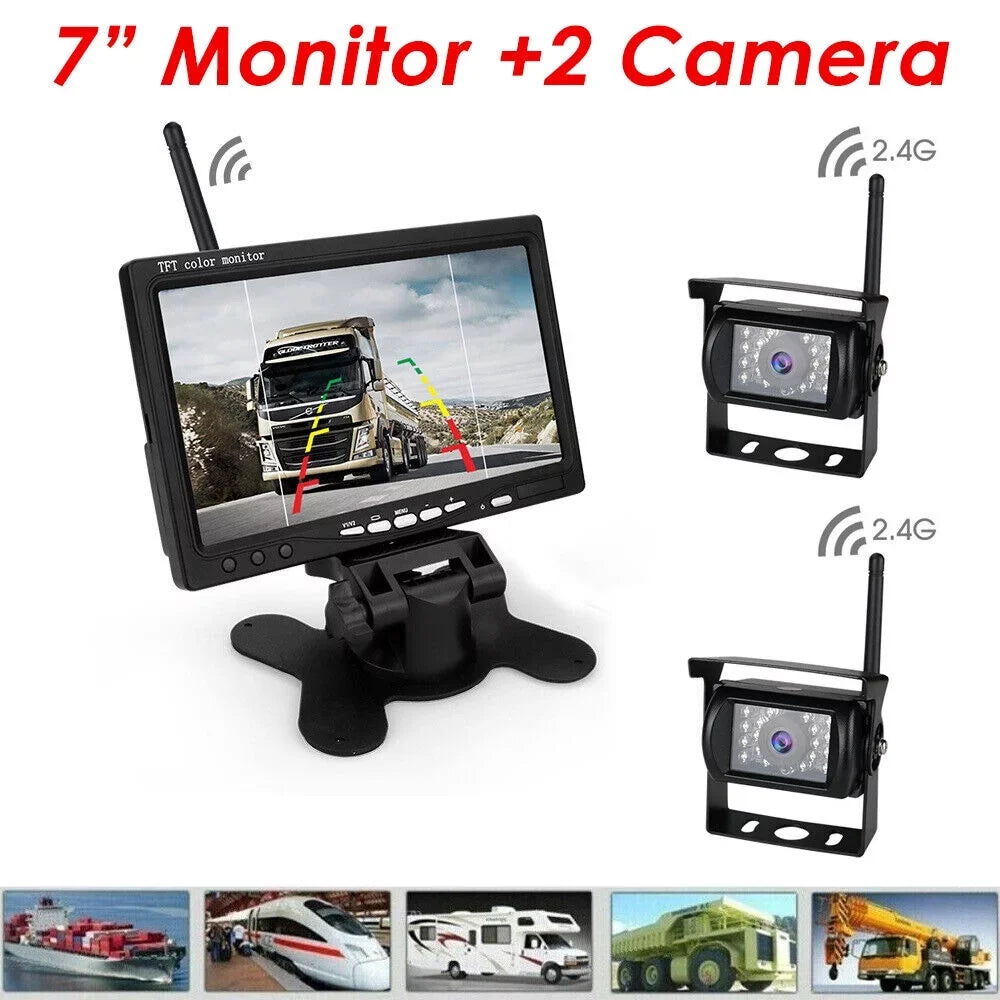 1Pack Waterproof Backup Camera with 7" Monitor Kit: Night Vision, Wireless Vehicle Parking System for , Bus, Trailer, Truck