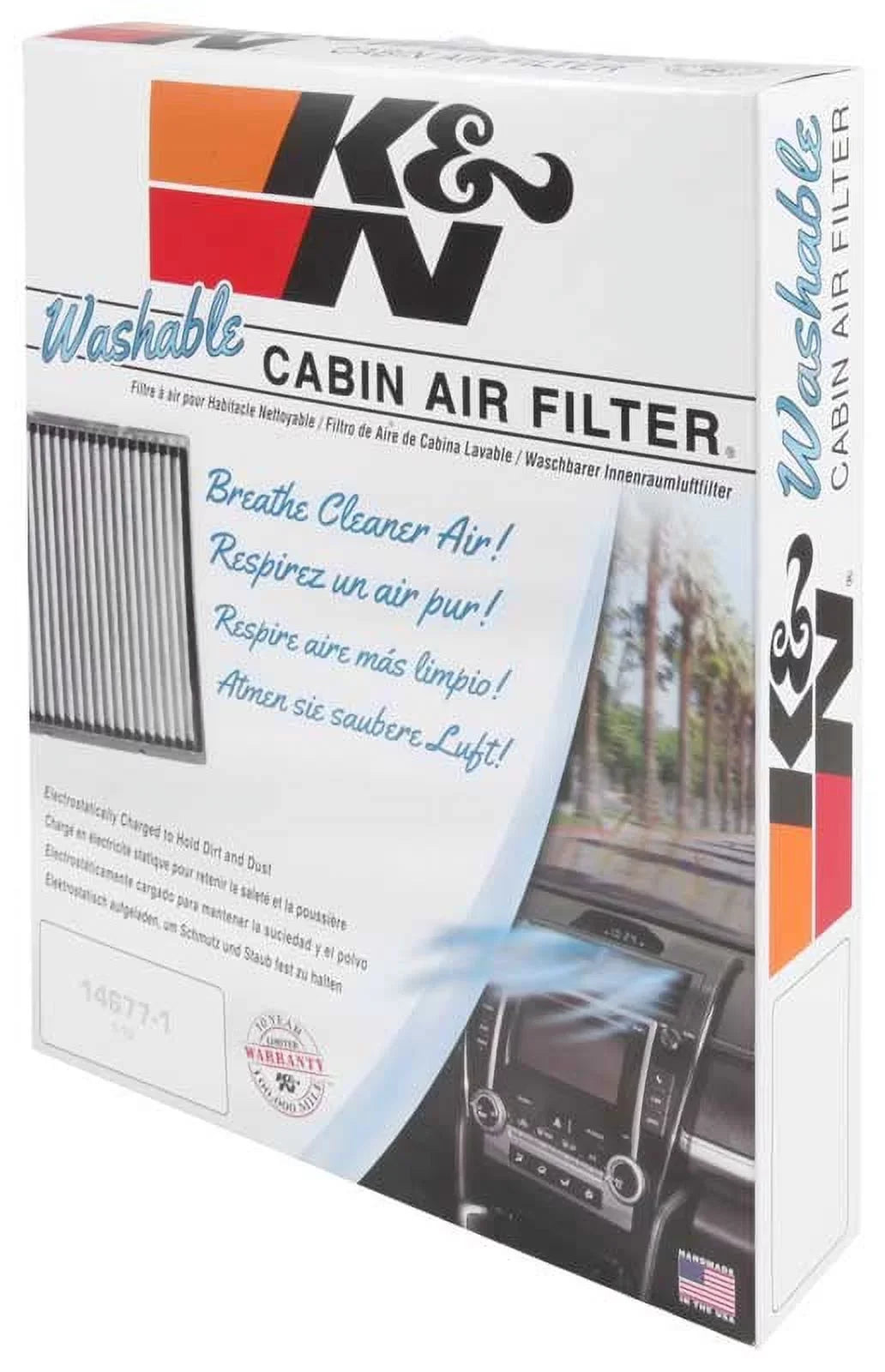 K&N VF2014 Washable & Reusable Cabin Air Filter Cleans and Freshens Incoming Air for your Kia, Hyundai