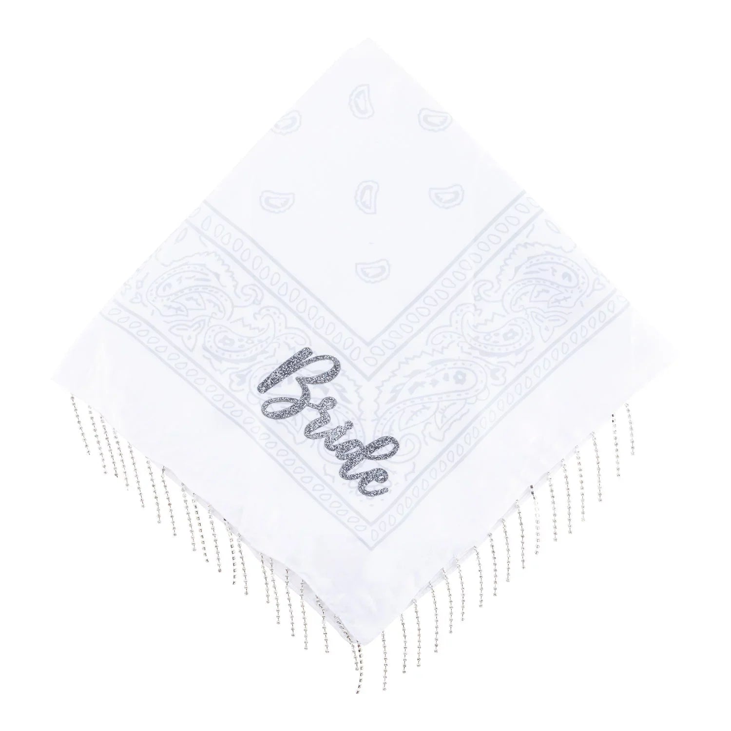 Bachelorette Fringe Bandana, 5PK with one white and four pink rhinestone bandanas