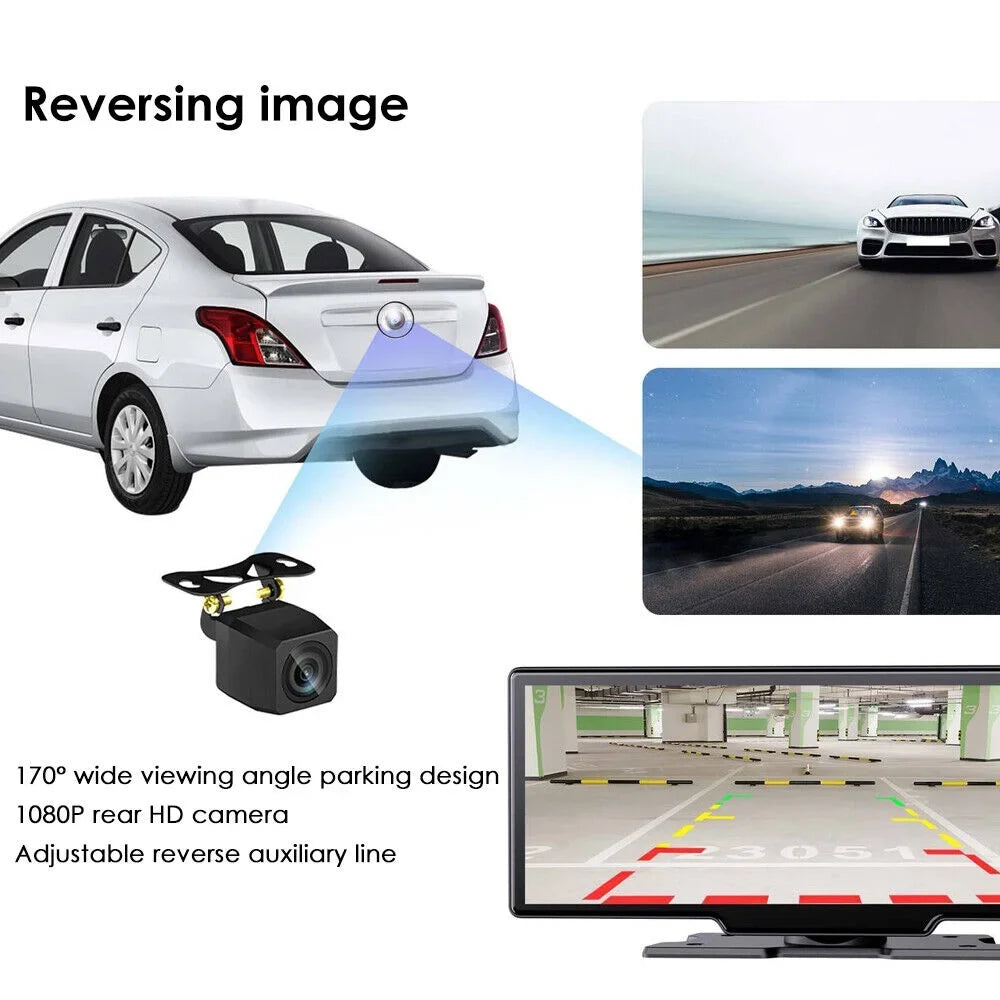 KingFurt T91 Touch Screen Wireless Dash Cam - Dual Lens, Bluetooth Connected, 2K Resolution, 10.26''  Screen, WiFi Enabled