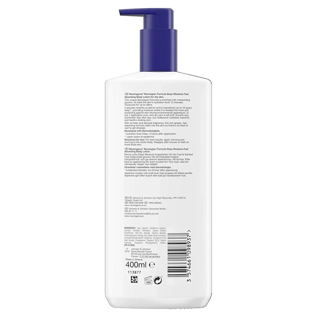 neutrogena norwegian formula deep moisturiser body lotion - dry skin (400ml)