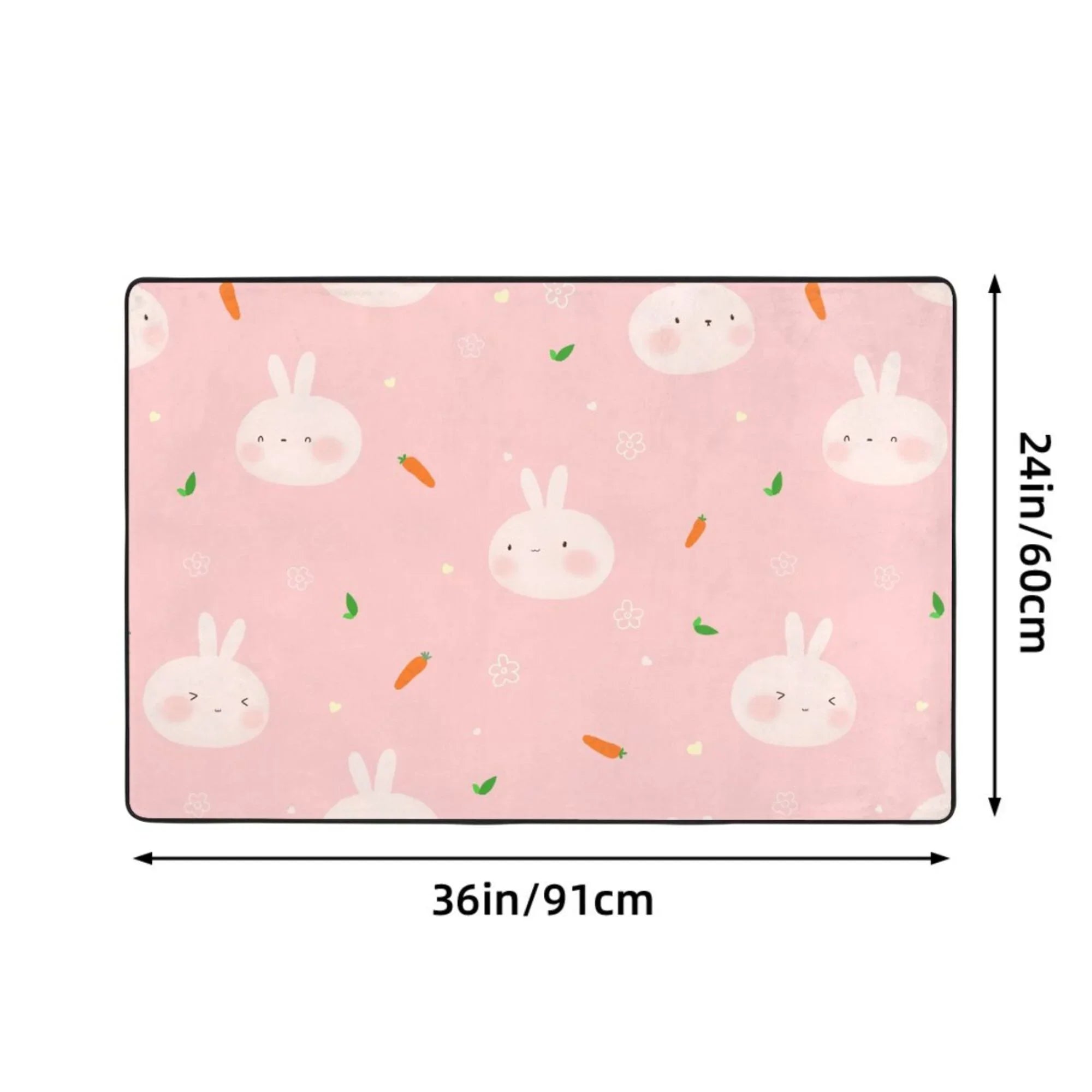 Cute Rabbit Carrot Flower Area Rugs Doormat Outdoor Entrance , Facecloth Non-slip Floor Mat Rug for Living Room Kitchen Sink Area Indoor 36"x24"