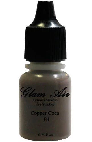 Glam Air Set of Three (3) s-E1 Fair Gold E4Copper Cocoa, &amp; E9shimmery Green,  Airbrush Water-based 0.25 Fl. Oz. Bottles of Eyeshadow Shimmery Green, Copper Cocoa, Fair Gold