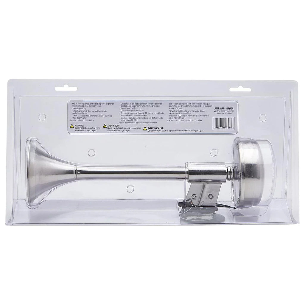 Seachoice 14621 Compact Single Trumpet Electric Horn 12V Stainless Steel