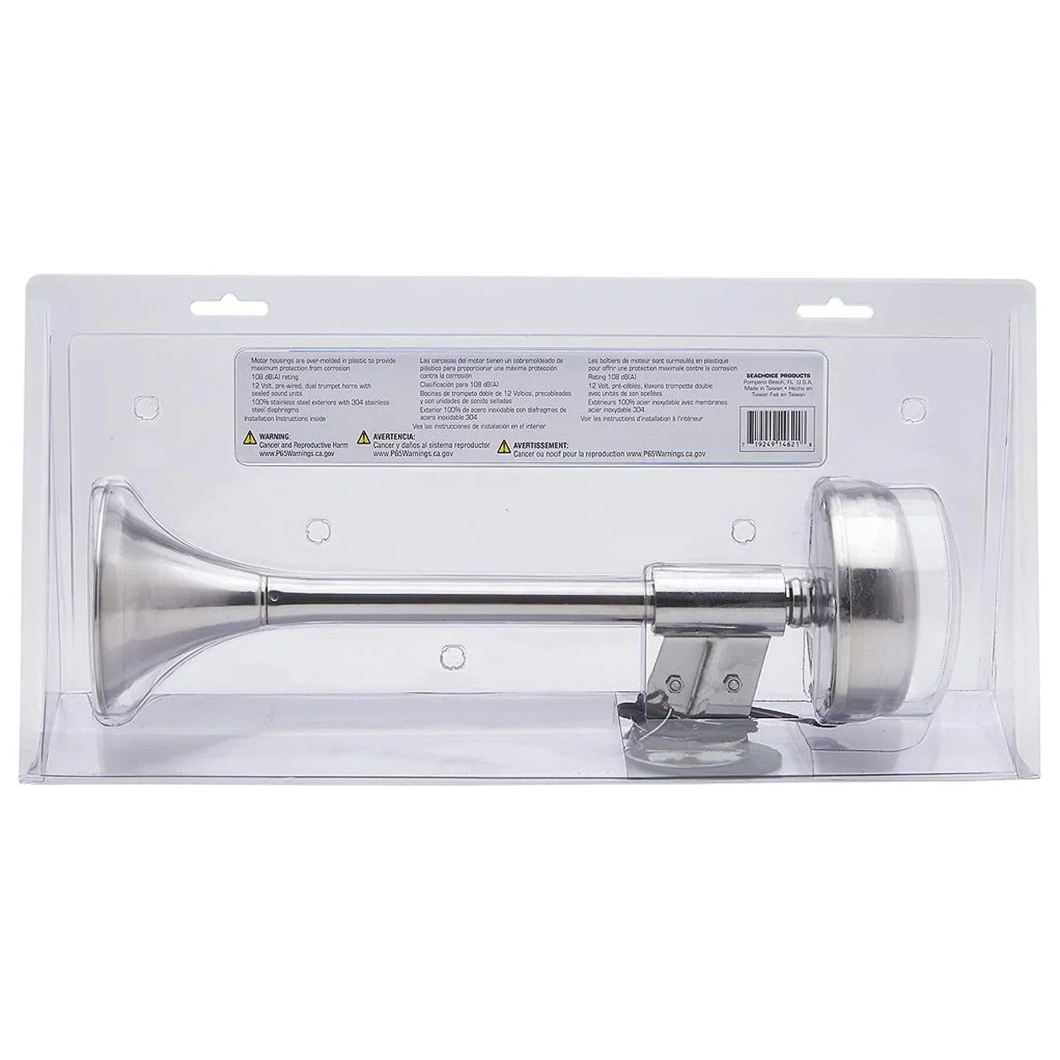 Seachoice 14621 Compact Single Trumpet Electric Horn 12V Stainless Steel