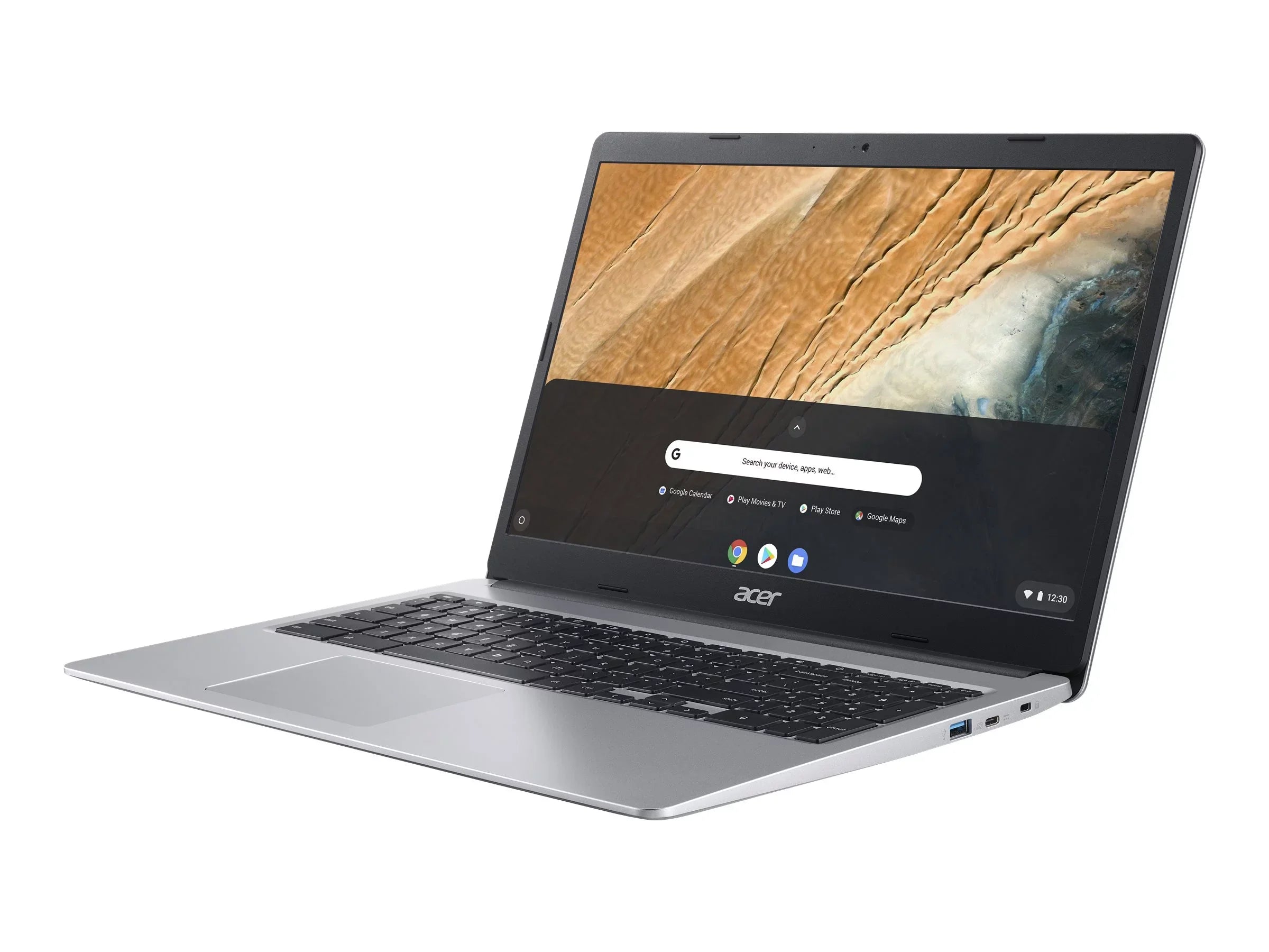Acer Chromebook 315 CB315-3HT-C3J0 - Intel Celeron - N4120 / up to 2.6 GHz - Chrome  -  Graphics 600 - 4   - 64  eMMC - 15.6"  touchscreen 1920 x 1080 (Full ) - Wi-Fi 5 - pure silver - kbd: