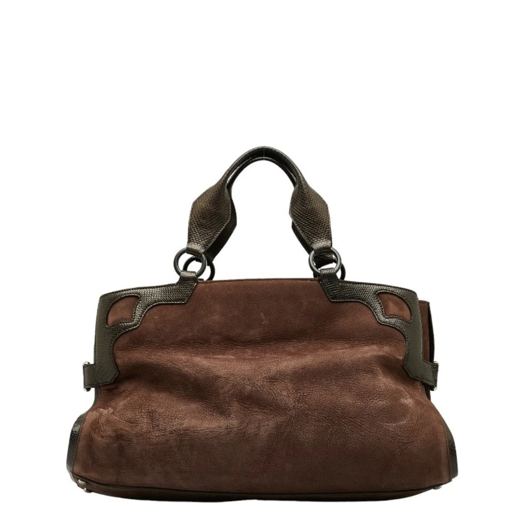 Pre-Owned Cartier Marcello Handbag Brown Suede Leather Ladies  (Good)