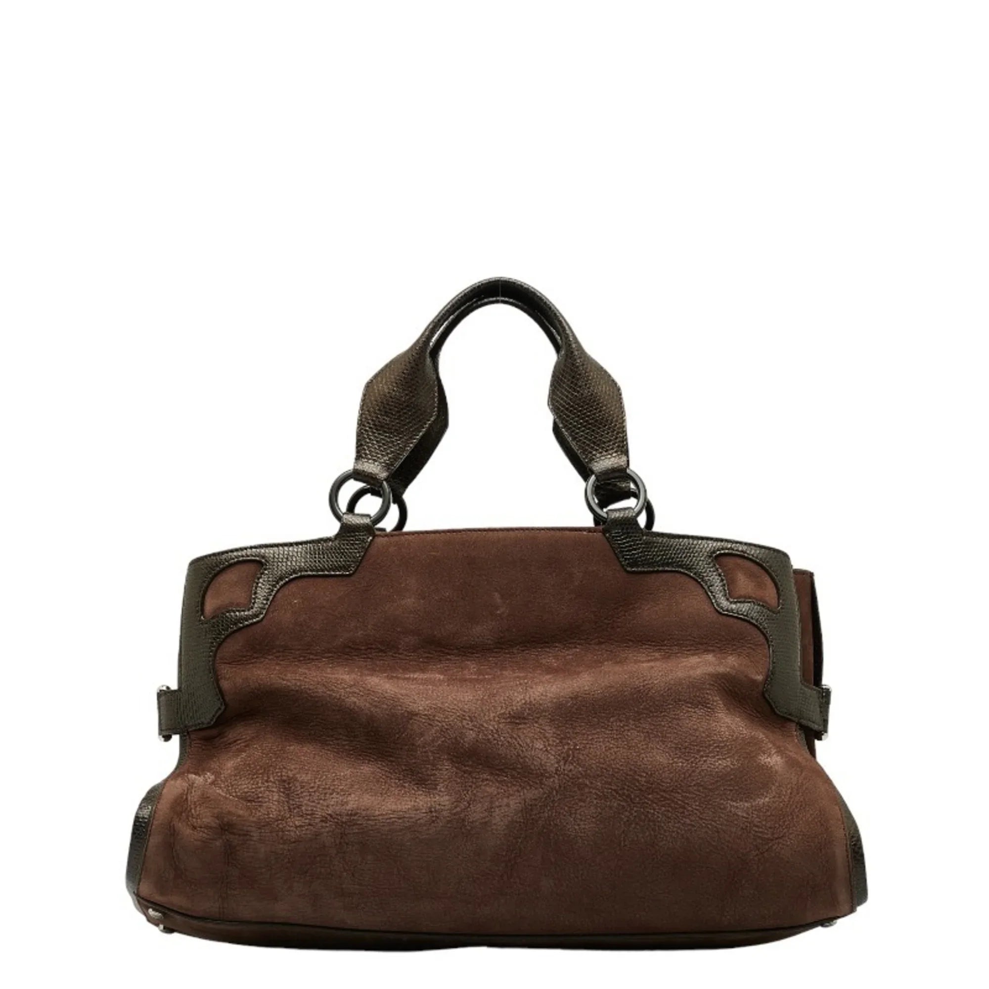 Pre-Owned Cartier Marcello Handbag Brown Suede Leather Ladies  (Good)