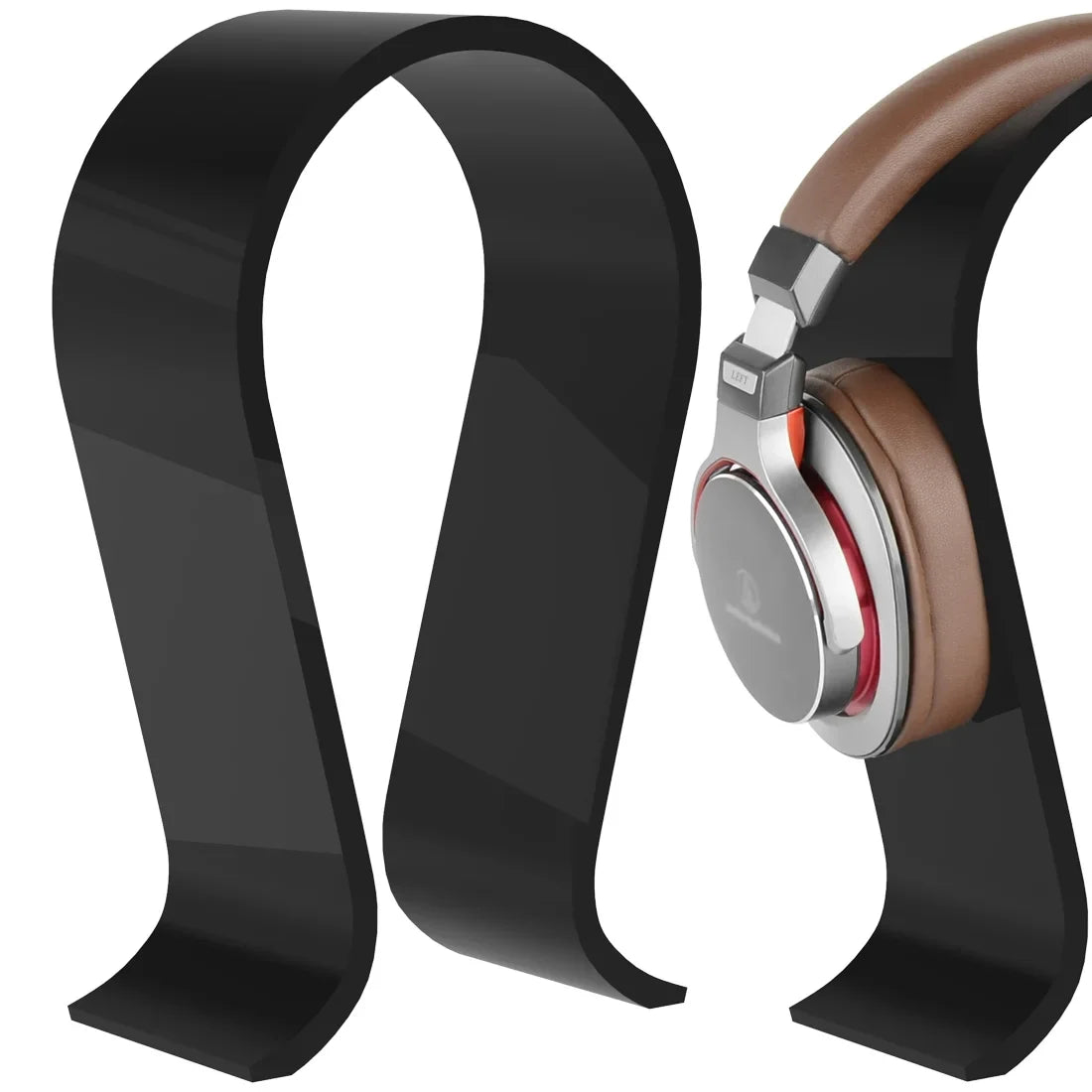 Geekria Acrylic Omega Headphone Stand for Over-Ear Headphones, Gaming Headset Stand, Desk Display Hanger Compatible with Sony, , Sennheiser, , Philips, Bang & Olufsen Headsets (Black)