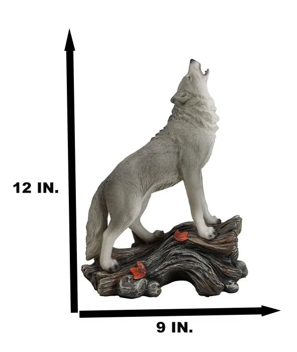 Large Cries Of The Night Howling Alpha Gray Wolf Statue 12"H Spirit Wolves Decor