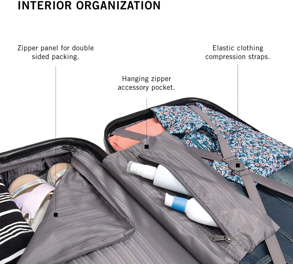 Kenneth Cole  Out Of Bounds Lightweight Durable Hardshell 4-Wheel Spinner Cabin Size Travel Suitcase, Rose Gold, 24-Inch Checked