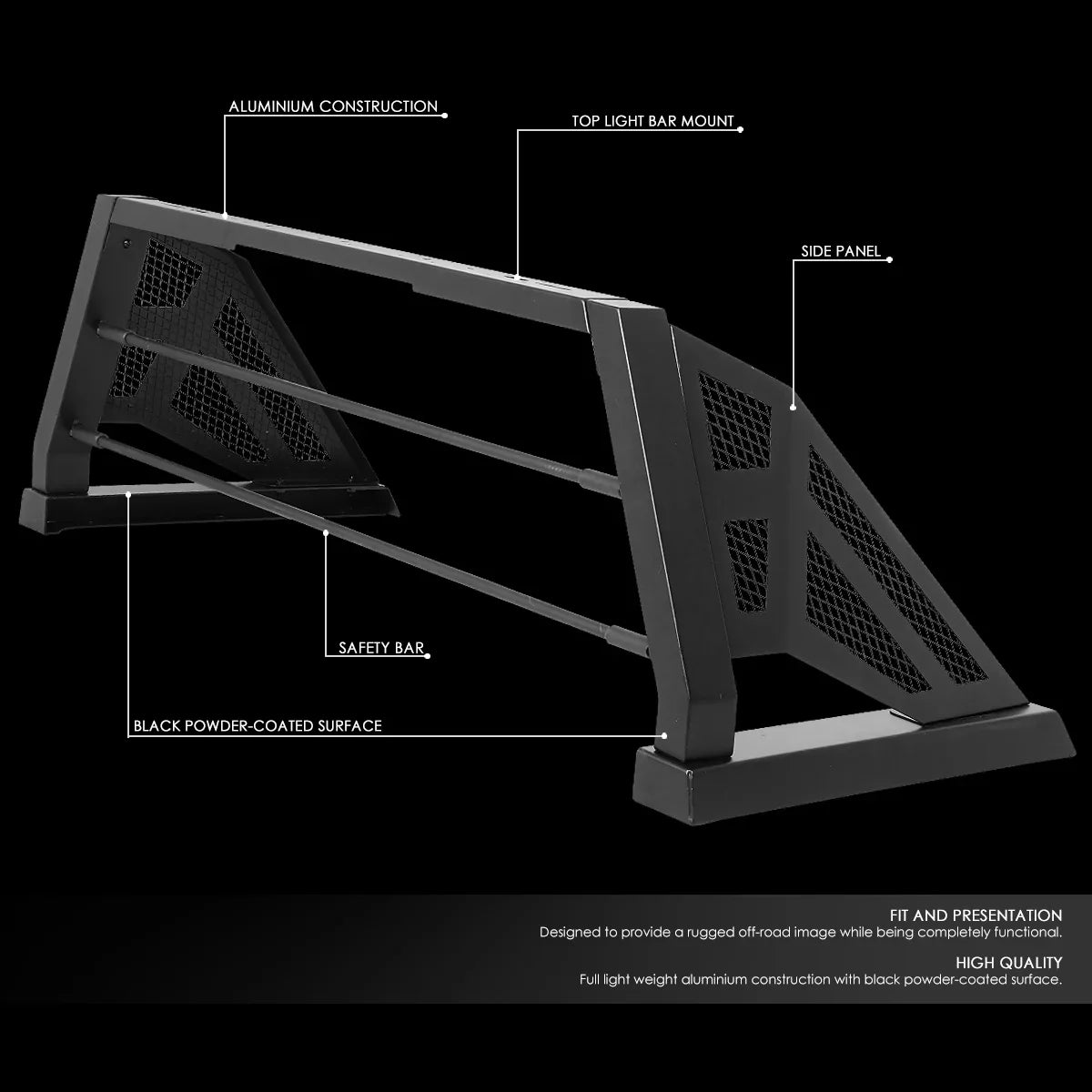 Motoring -004 For 2007 to 2018 Toyota Tundra Styleside Truck Bed Heavy Duty Aluminum Mesh Chase Rack Roll Bar Assembly 08 09 10 11 12 13 14 15 16 17