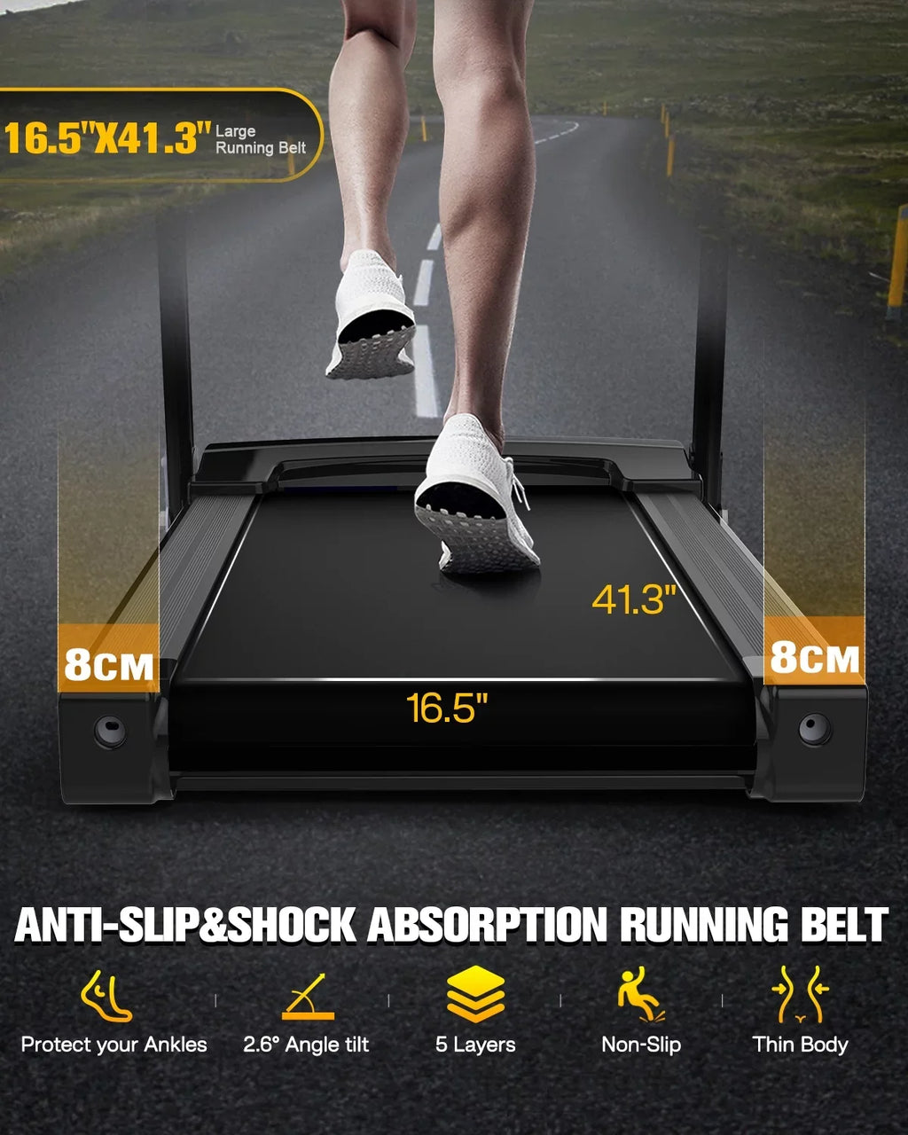 Folding Treadmill for Home with Incline / Bluetooth, 3.5HP 330lb Weight Capacity Portable Electric Treadmill for Home Gym Exercise Running Walking Easy Assembly Orange