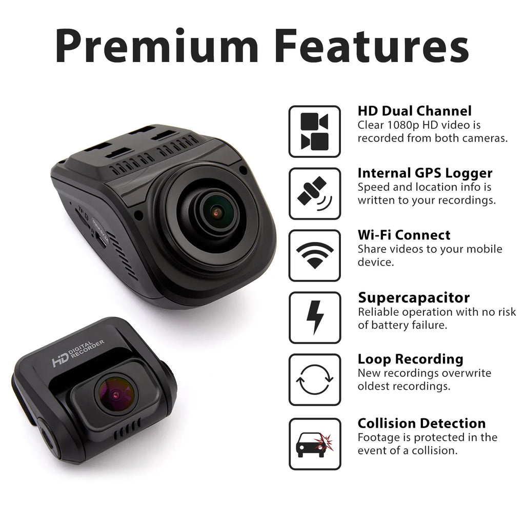 Rexing V1P Pro 1080p Full  Front and Rear Dash Cam