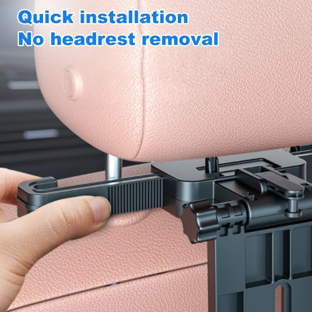 Aibecy Adjustable Car Seat Travel Table Multifunctional Foldable Car Back Seat Food Tray, Car Table with Phone Holder for Working, Writing, Eating Black