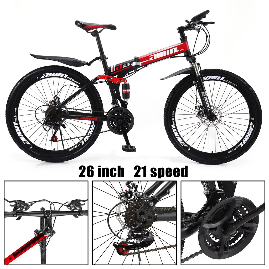Unisex Adult Mountain Bike 27.5" Wheels Cycling Adults Mountain Bike 21 Speed Bicycle+Bike Lock+Air Pump