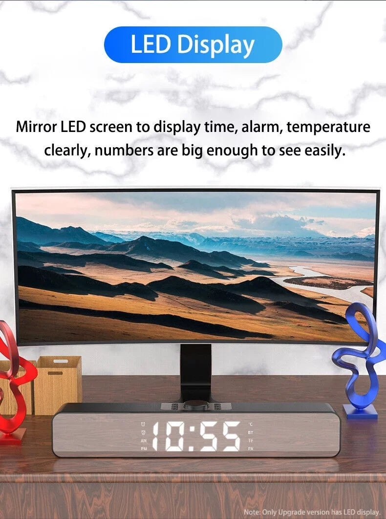 G·  Mirror Screen Bluetooth Sound Bar Speaker Wireless Subwoofer Home  Theater(Black)