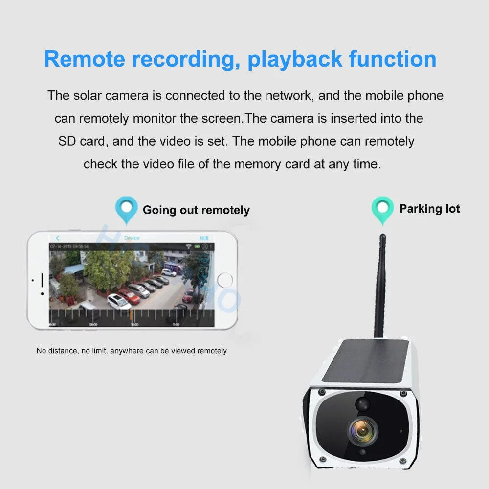 1080P Solar Powered Security Camera, Wireless Security Camera, WiFi  Home Outdoor Security  Camera Night Vision  with 32GB Momery Card and 3 Pcs 18650 Batteries