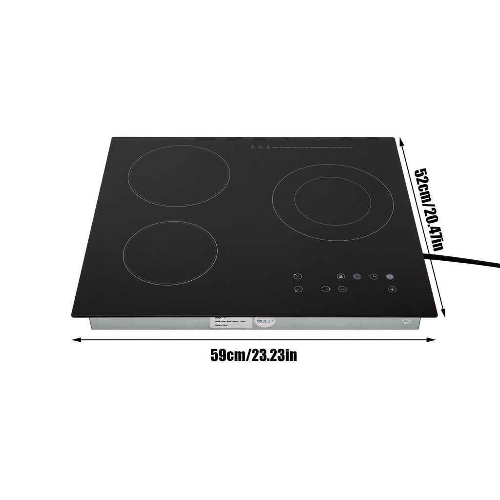 Aiqidi 2600W Electric Ceramic Cooktop 3 Burners Built-in Electric Cooktop Sensor Touch Control Countertop Electric Hot Plate Stove Top with Kid Safety Lock and Timer 9 Heating Level 110V