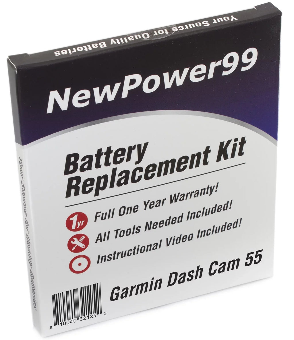 Garmin Dash Cam 55 Battery Replacement Kit with Tools, Video Instructions, Extended Life Battery and Full One Year Warranty