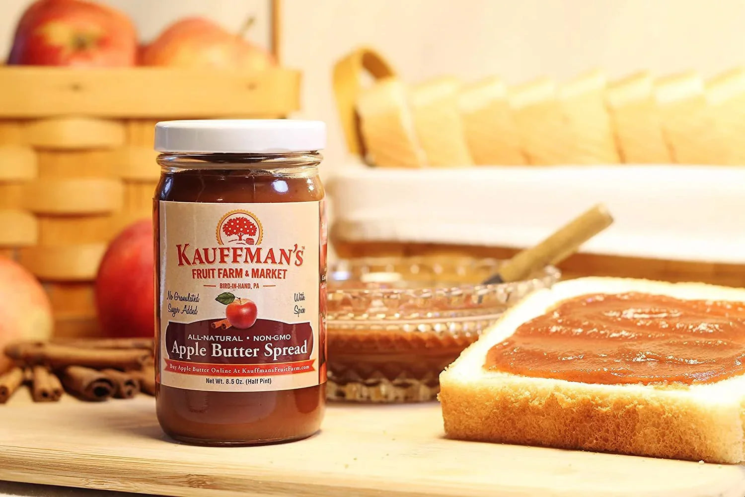 Kauffman's Fruit Farm Homemade Cinnamon Apple Butter Spread, 8.5 Oz. Pack of 2
