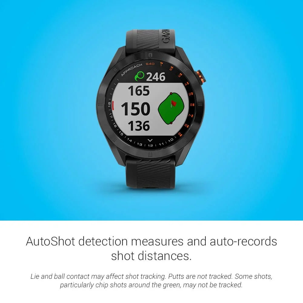 Garmin Approach S40, Stylish  Golf Smartwatch, Lightweight with Touchscreen Display, Black