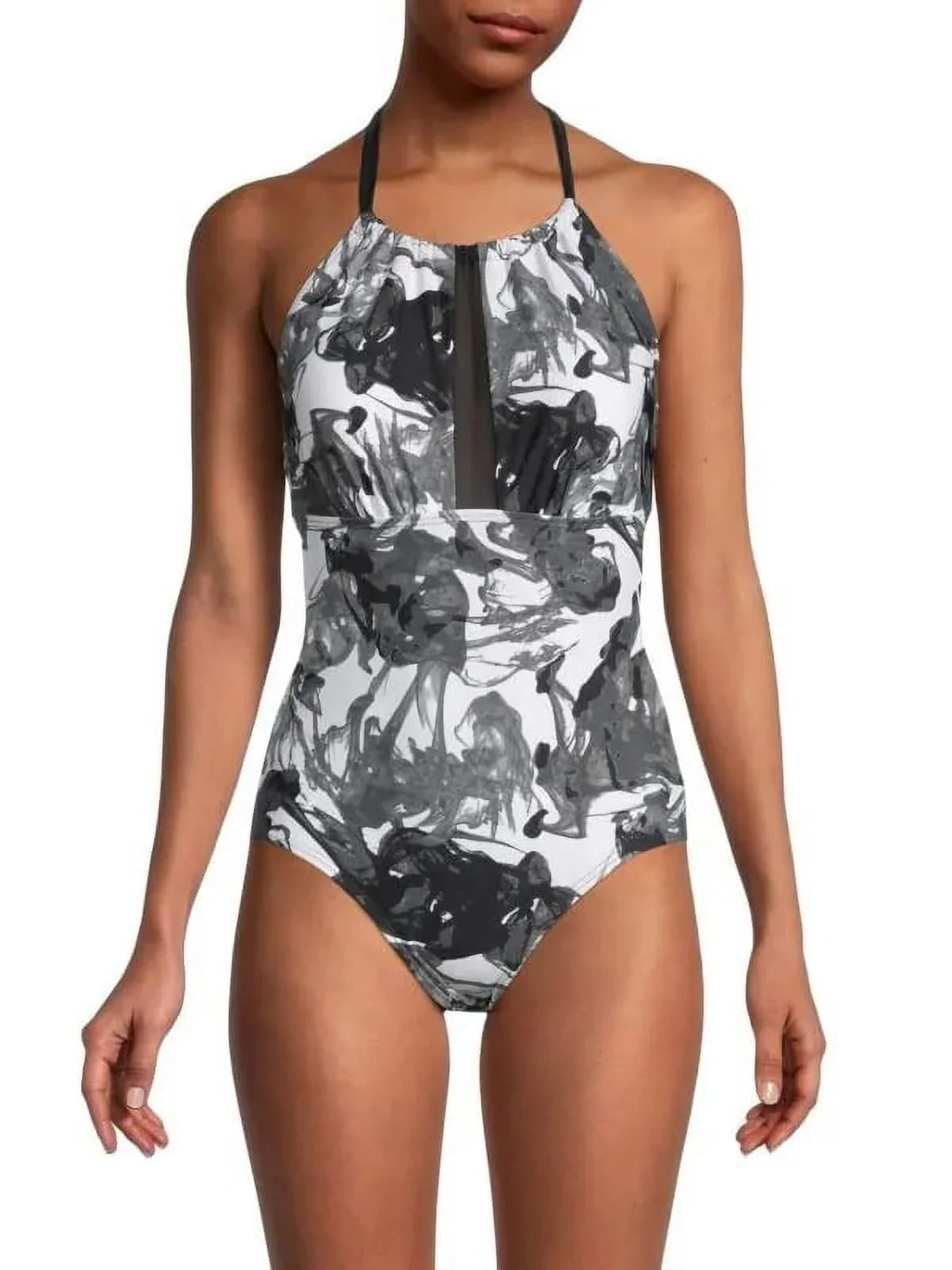 Calvin Klein   Abstract Halterneck One-Piece Swimsuit,  14