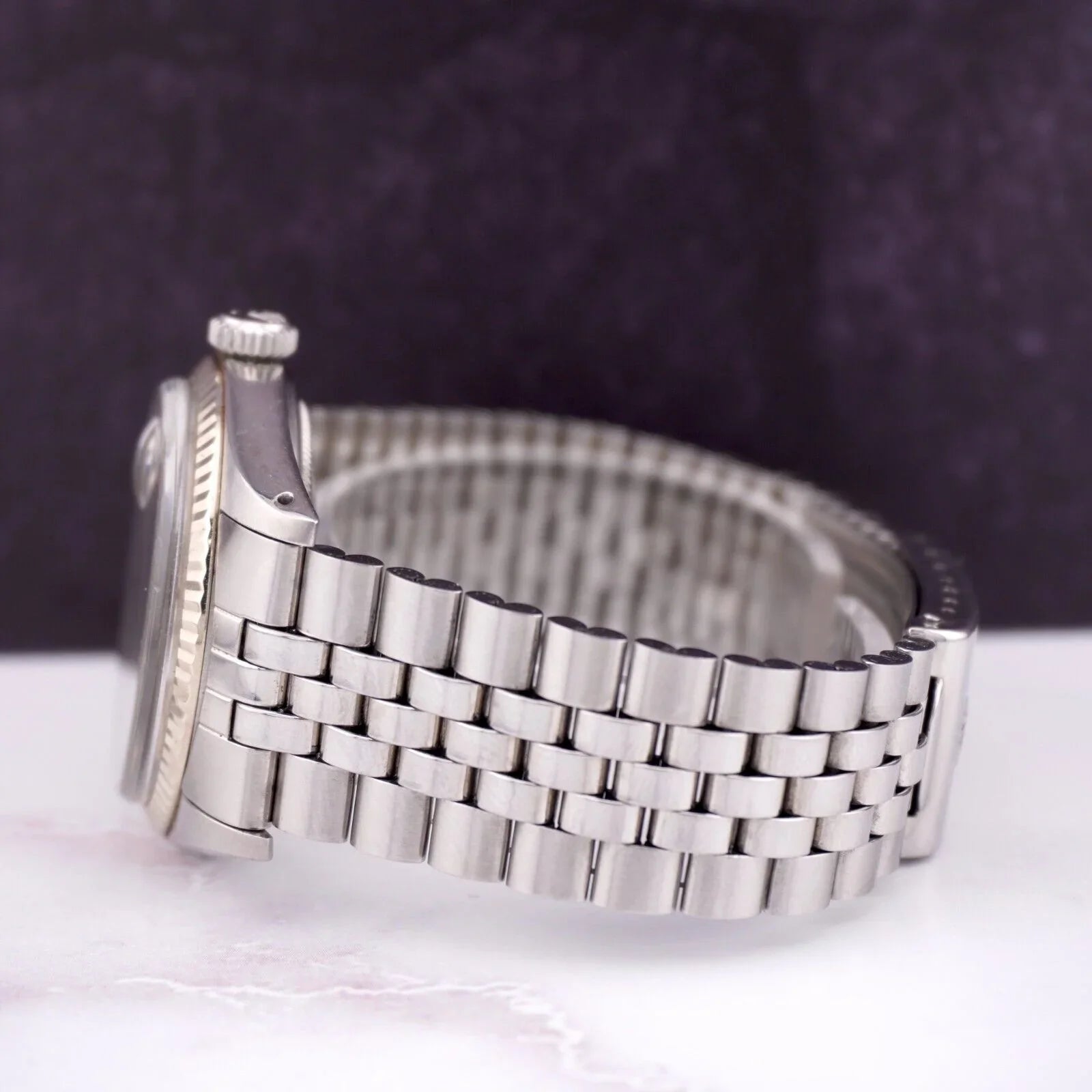 Rolex 36mm Datejust Mens Steel Watch Jubilee Band Silver Linen Dial 1601