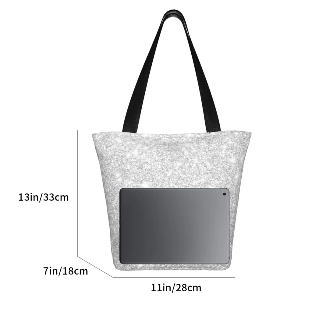 Bingfone Silver Glitter Women Shoulder Tote Bags Casual Bag Ladies Shopping Handbag
