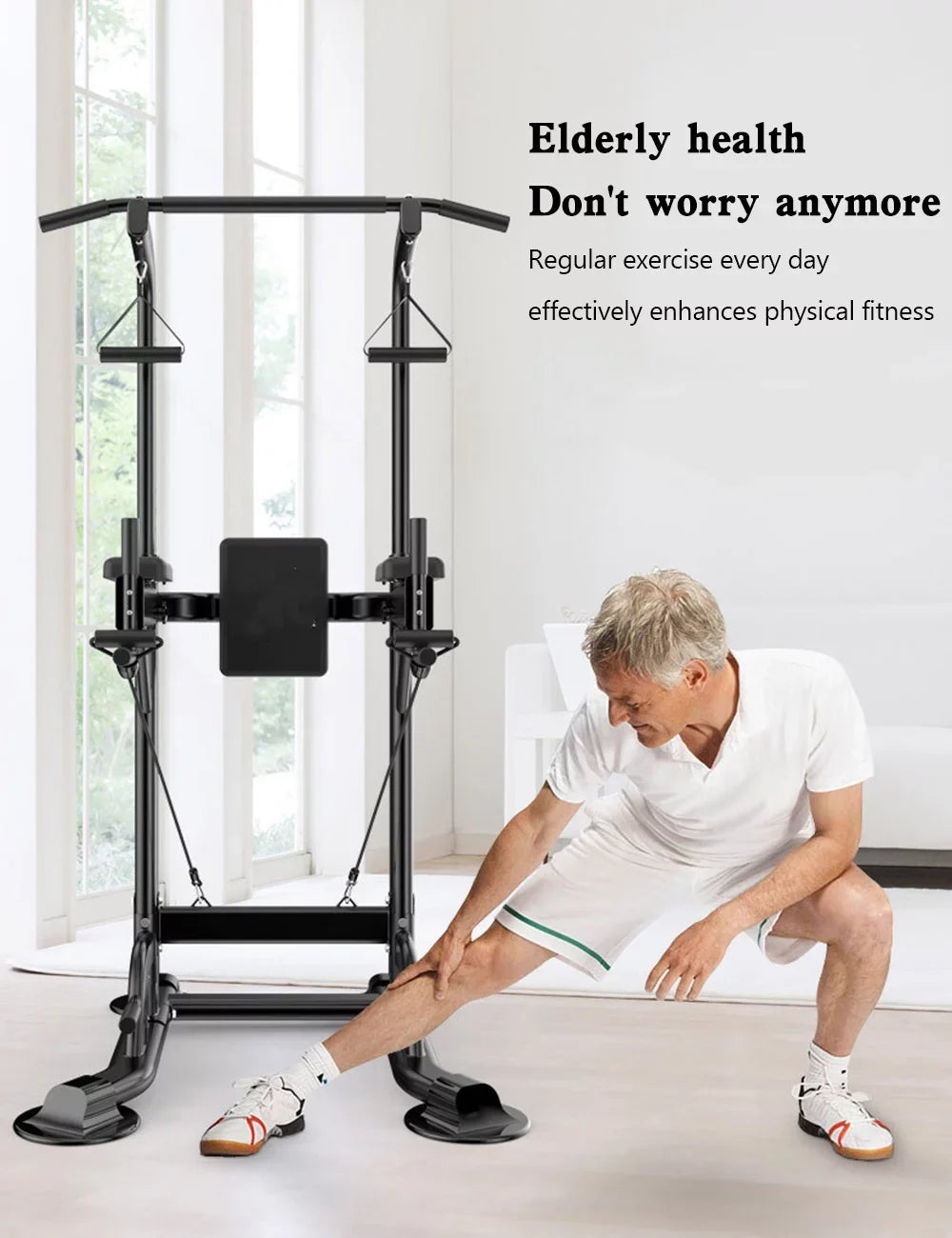 Pull-Up Bars & Squat Bar Power Tower Dip Stands Strength Training for Home Gym