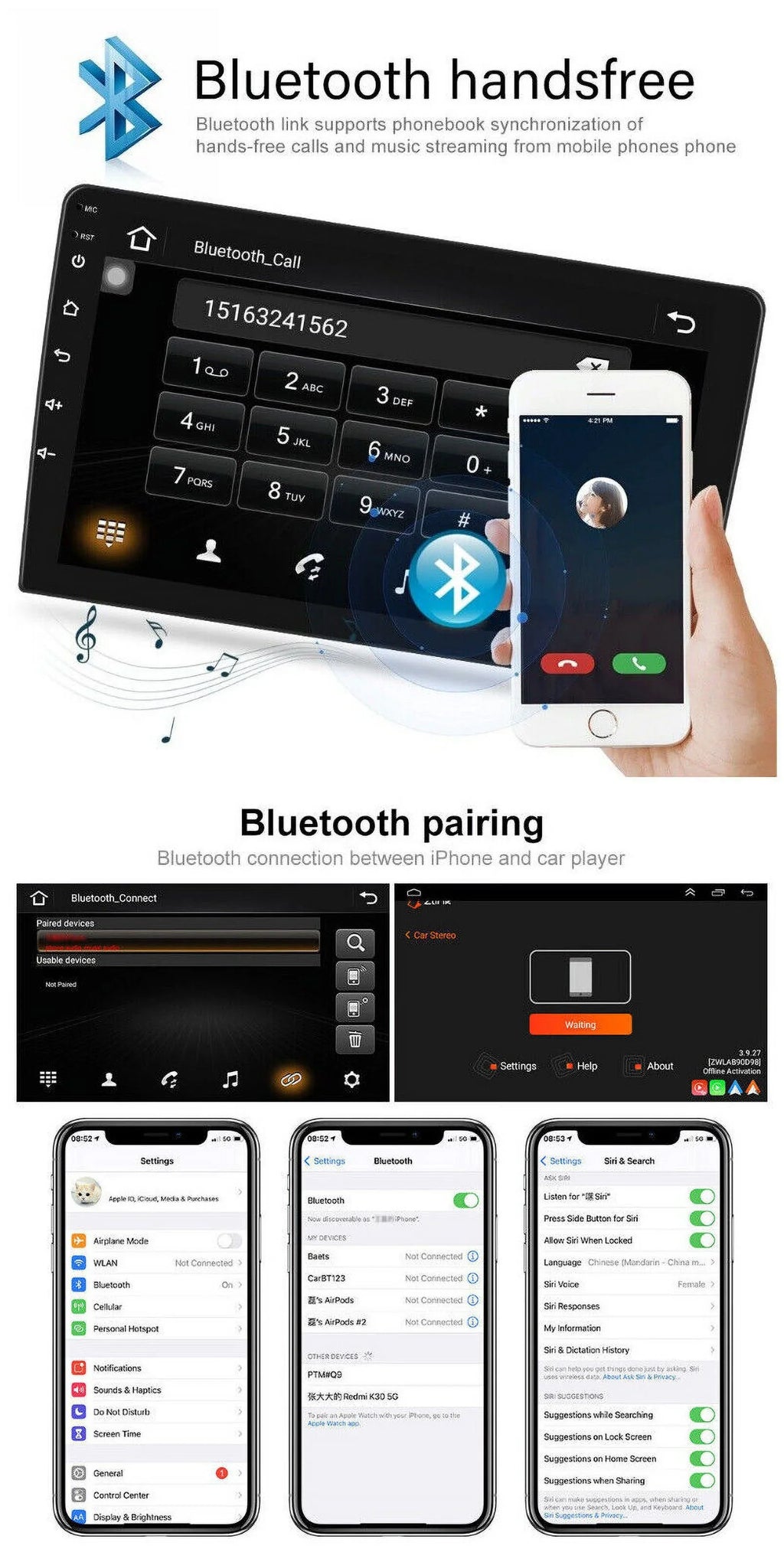 Car Stereo Radio for Honda Accord 8 2008-2013 10.1" 1280*720 Screen Android 12 Video Player Support Wireless Carplay Android Auto   Navigation  Backup Camera 2+32G, Black