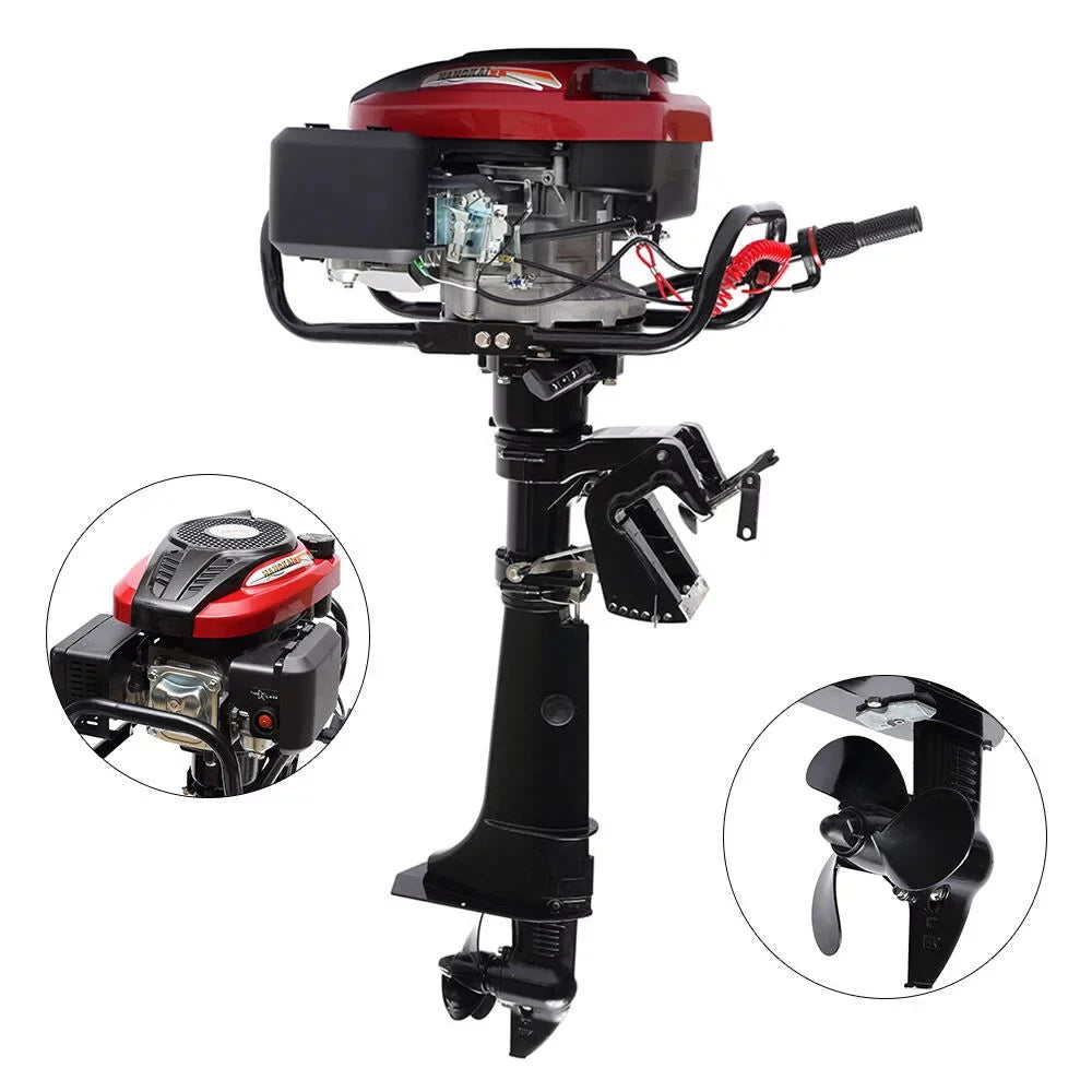 Wuzstar 4-Stroke 7  Outboard Motor Fishing Boat Yacht Engine Motor Air Cooling 196CC