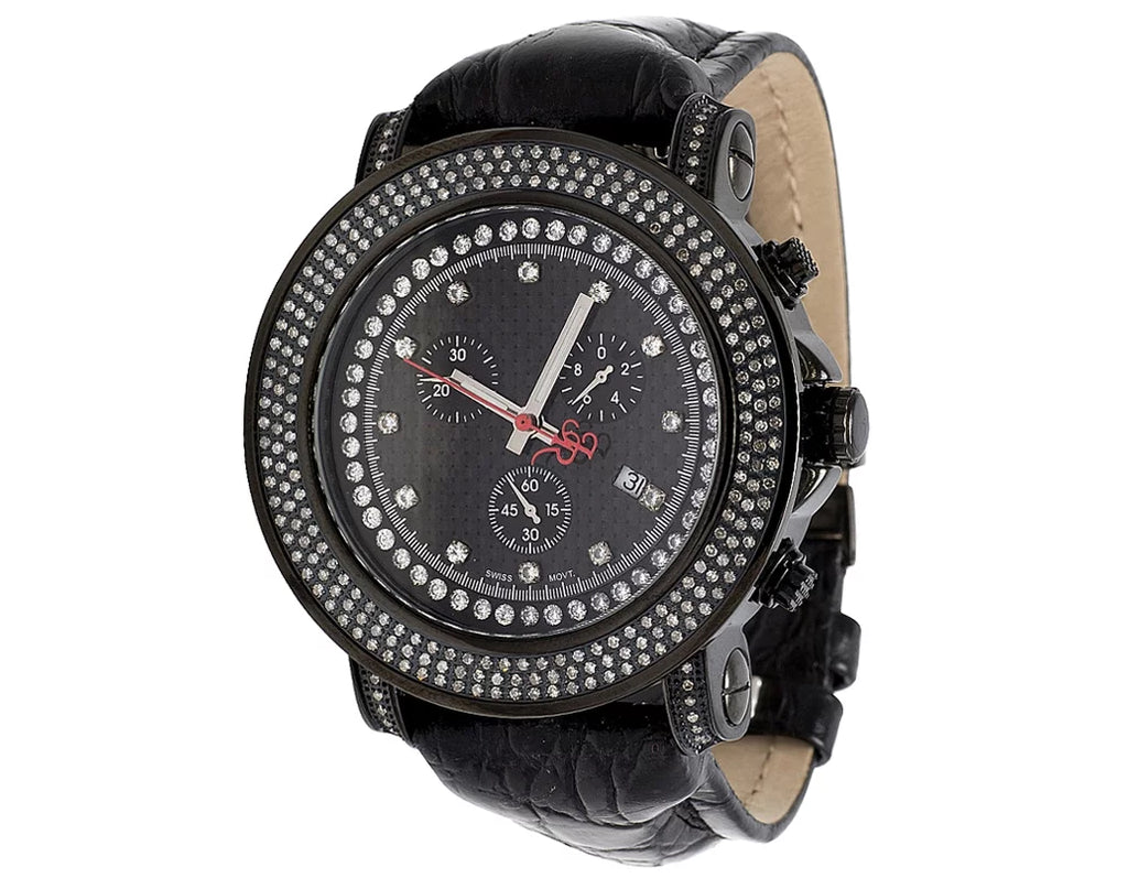 Joe Rodeo Mens Joe Rodeo Junior JJU3 Black  50MM Diamond Watch 2.5 Ct