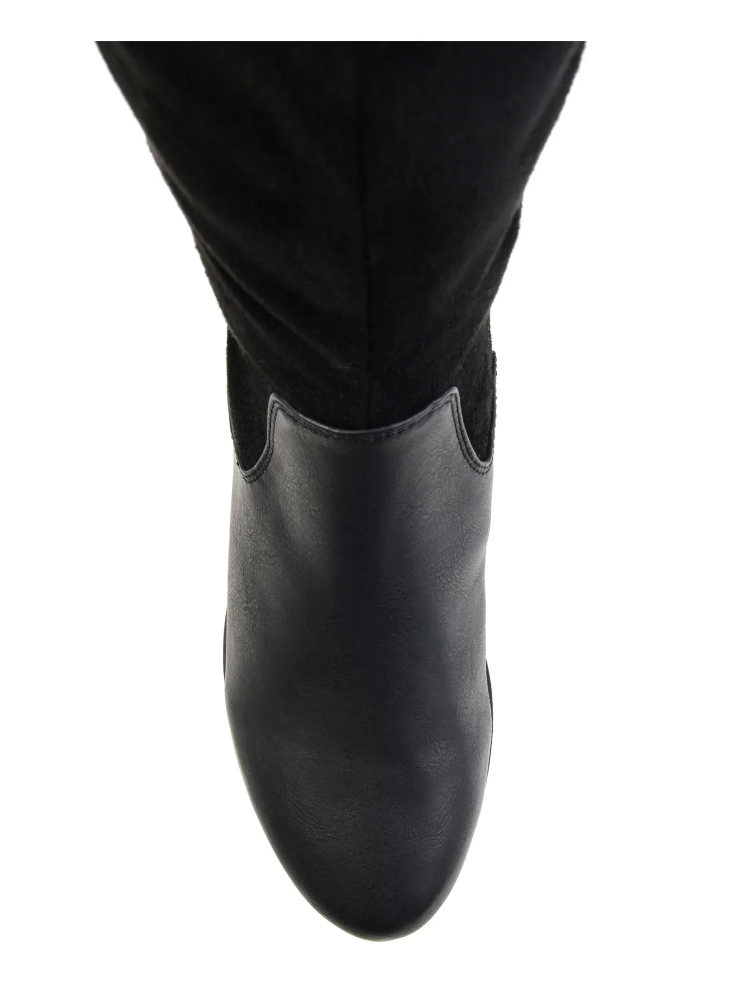 Womens Black Goring Buckle Accent Comfort Frenchy Almond Toe Block Heel Zip-Up Riding Boot 8.5