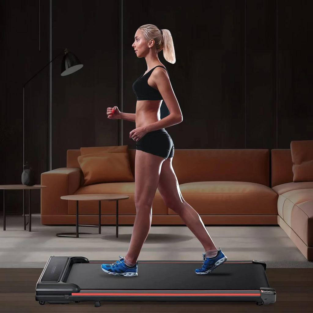 Seizeen Walking Pad, Under Desk Treadmill for Home Office, Portable Treadmill Small Size with Remote Control,  Display, 2--1 Walking & Jogging Fitness Machine, 300lbs, 0.6-3.8MPH Speed, Red
