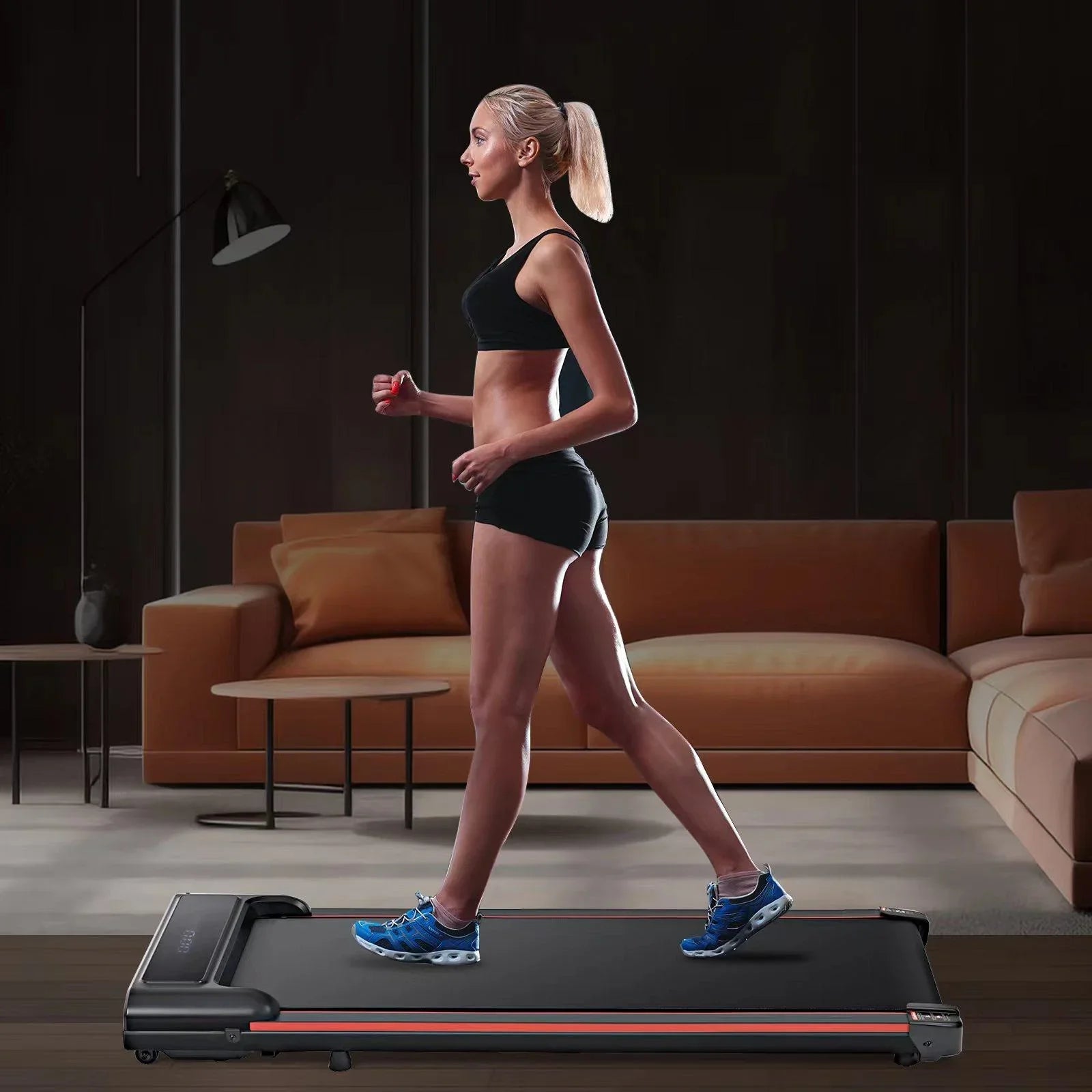 Seizeen Walking Pad, Under Desk Treadmill for Home Office, Portable Treadmill Small Size with Remote Control,  Display, 2--1 Walking & Jogging Fitness Machine, 300lbs, 0.6-3.8MPH Speed, Red