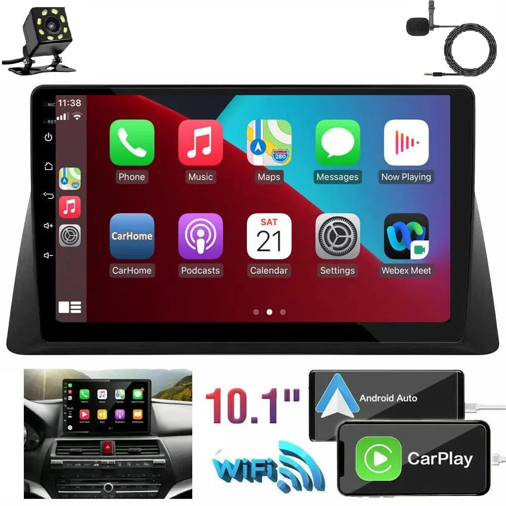 Car Stereo Radio for Honda Accord 8 2008-2013 10.1" 1280*720 Screen Android 12 Video Player Support Wireless Carplay Android Auto   Navigation  Backup Camera 2+32G, Black