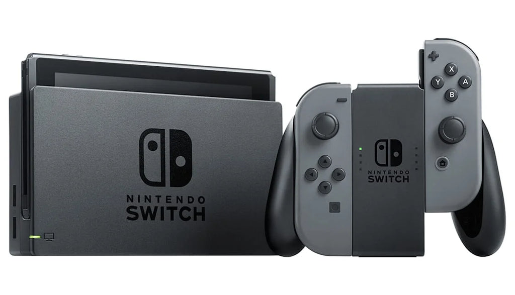Nintendo Switch - Gray & Gray Joy-Con with  Cable   Cleaning Kit Bundle Like New
