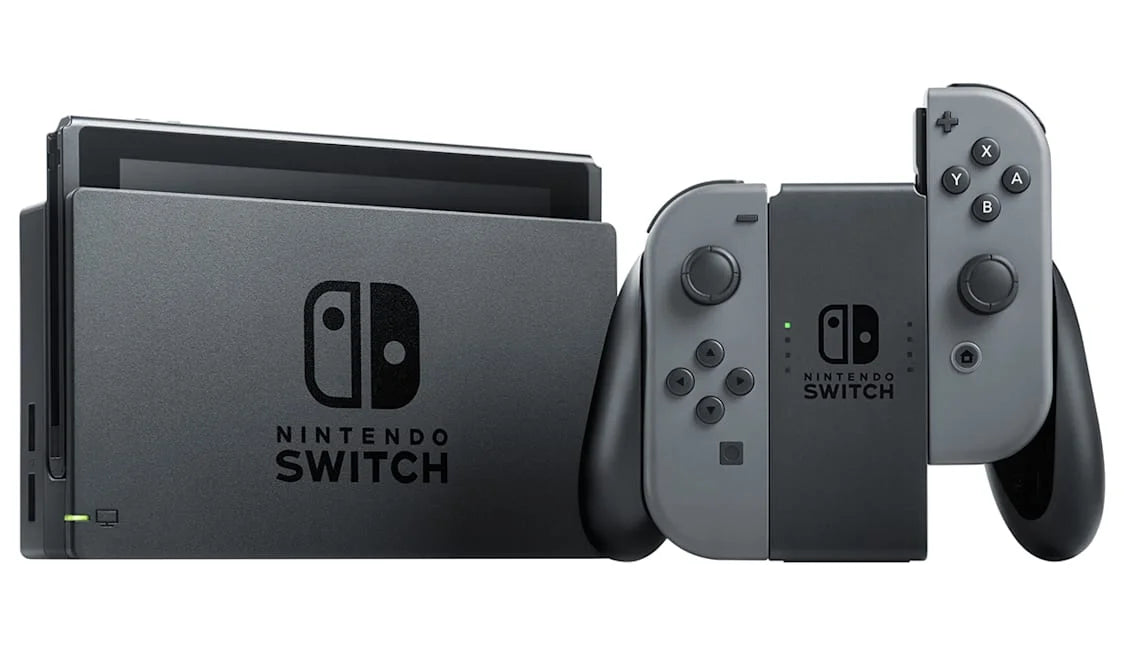 Nintendo Switch - Gray & Gray Joy-Con with  Cable   Cleaning Kit Bundle Like New