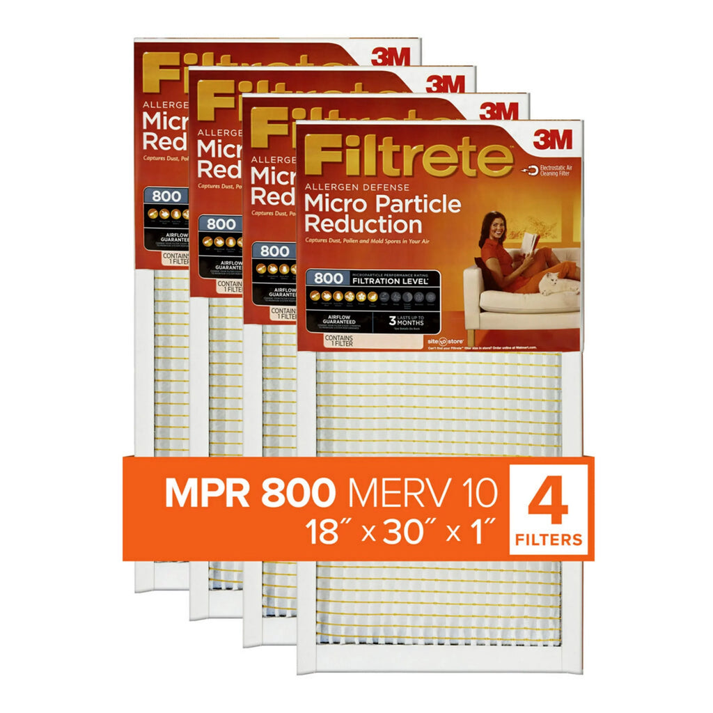 Filtrete 18x30x1 Air Filter,  800  10, Micro Particle Reduction, 4 Filters