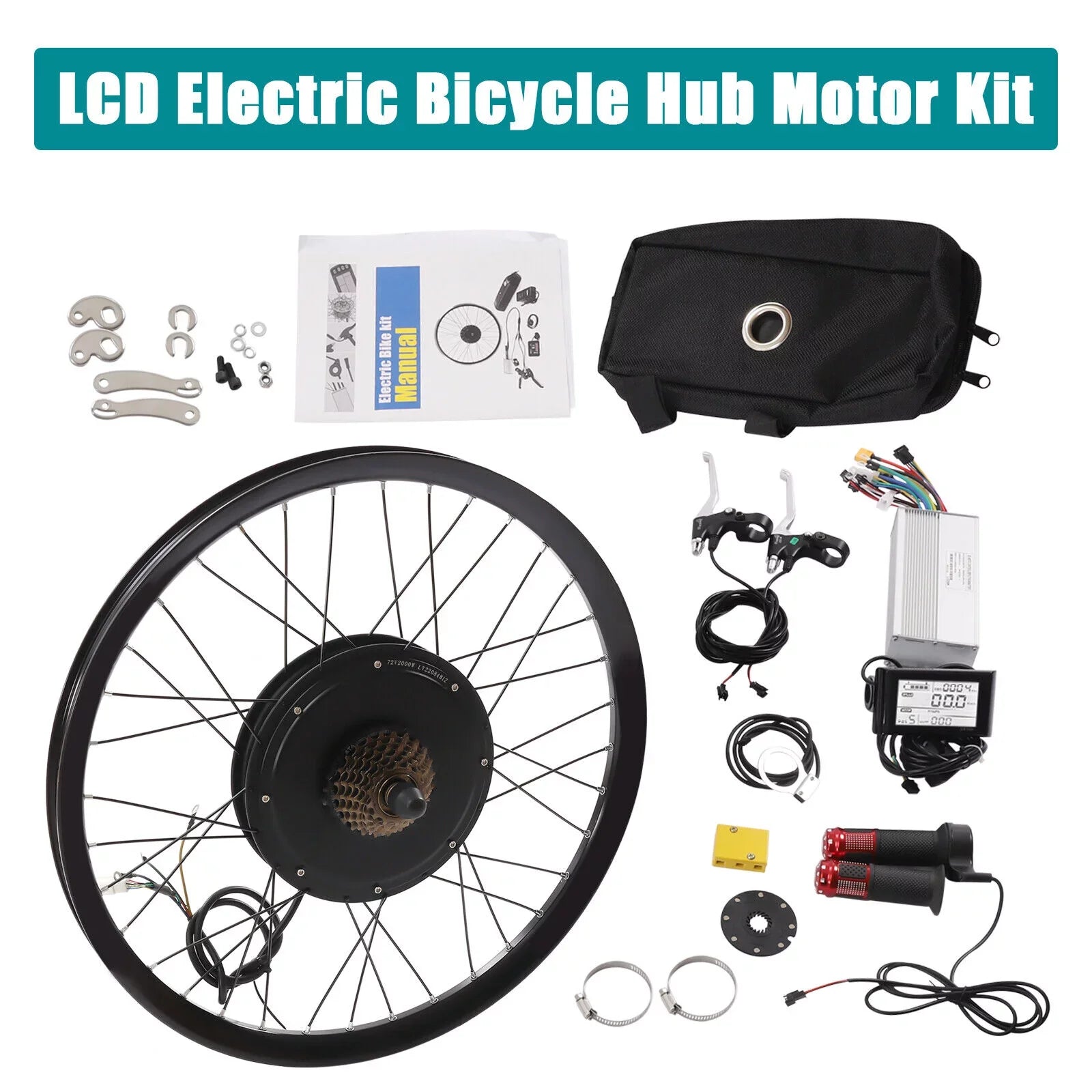 29" Electric Bicycle Conversion Kit 72V 2000W E-bike Motor+ Rear Wheel And