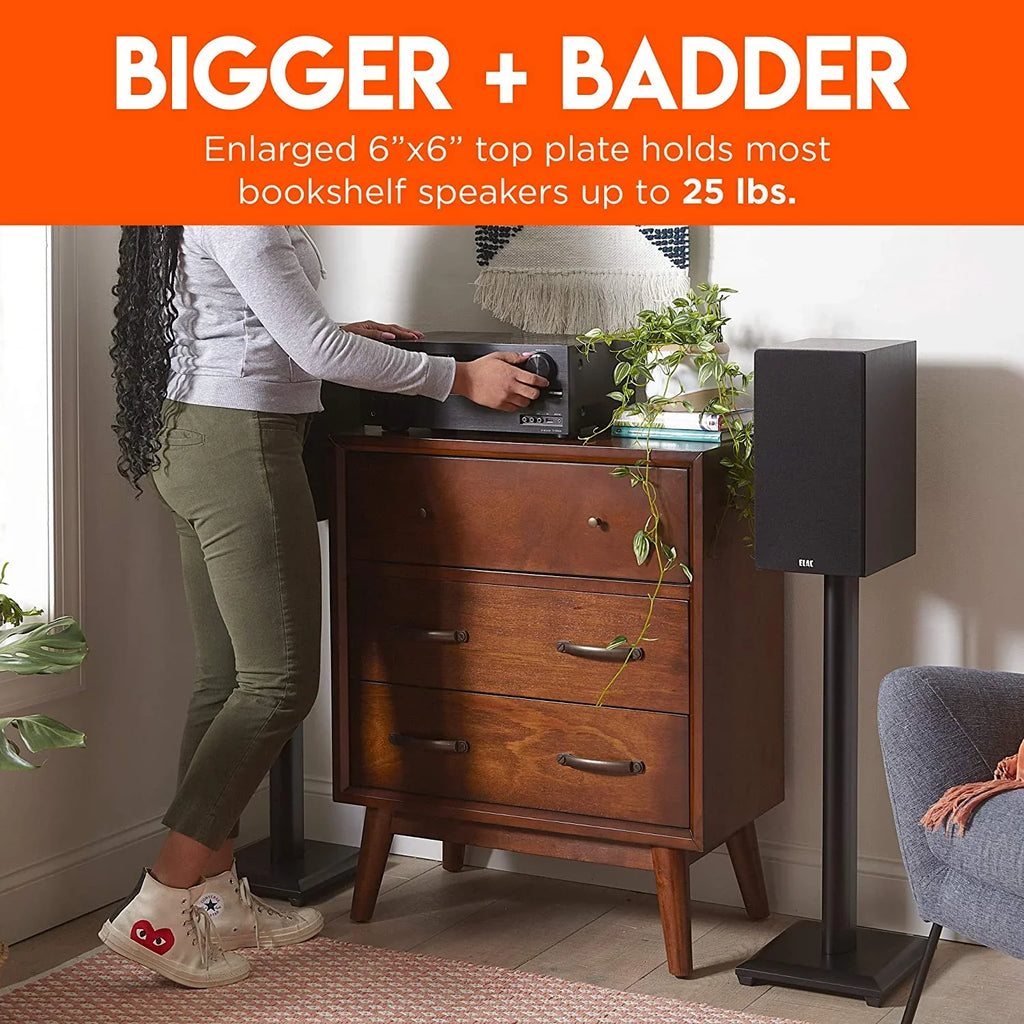 Premium Universal Floor Speaker Stands - Vibration-Absorbing  Design Works with Edifier, Polk, & Other Bookshelf Speakers Or Studio Monitors - Includes Sound Iso Pads & Carpet Spikes