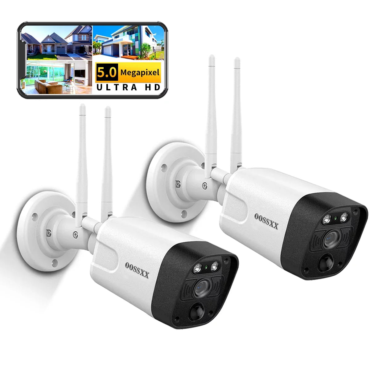 5MP security cameras wireless wifi,2PcsOutdoor camera  Detection, Security Cameras Wireless Wifi 2-Way Audio Dual Antennas
